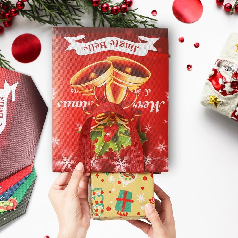 YANGTE 24 Pack 10" Christmas Gift Bags Medium Size, Reusable Non-Woven Christmas Tote Bags with Handles, Perfect for Xmas Gift Wrap/Party Favor Supplies, 10.2" × 8.2" × 3.9" - Image 2